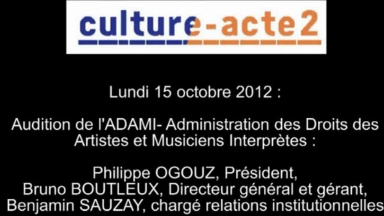 Mission culture-acte2 | audition de l'ADAMI - Administration des Droits des Artistes et Musiciens In