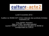 Mission culture-acte2 | audition du SNAM-CGT - Union nationale des syndicats d’artistes musiciens