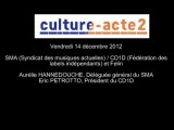 Mission Culture-acte2 |Audition SMA (Syndicat des musiques actuelles)/CD1D (Fédération des labels