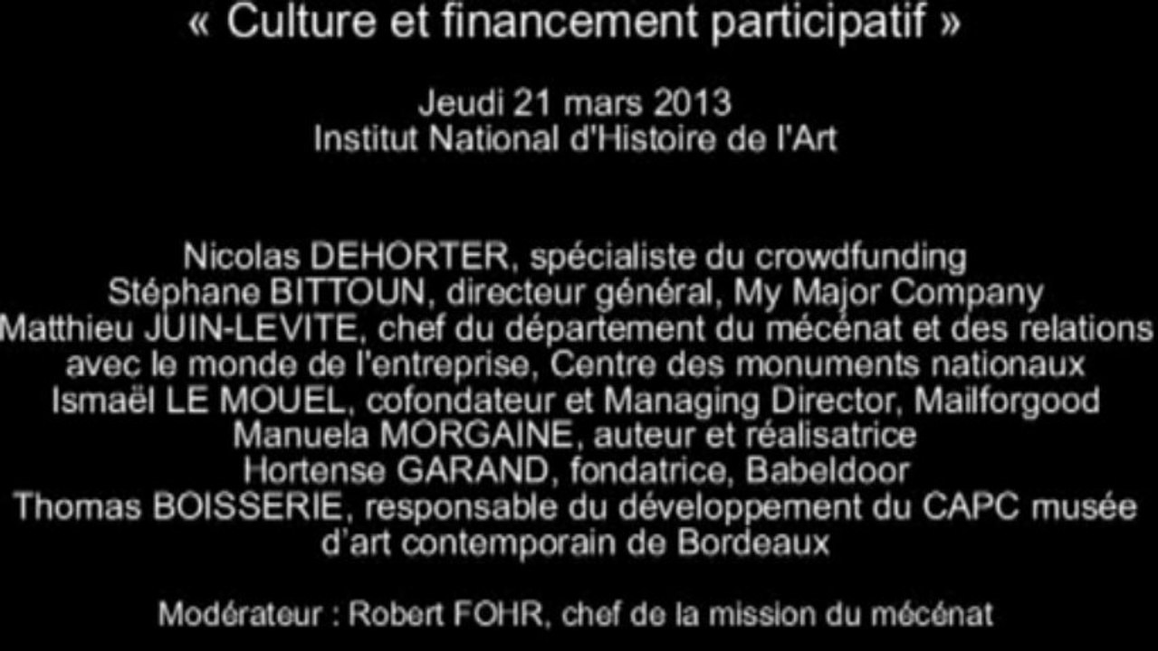 [Les jeudis du mécénat] - "Culture et financement participatif"