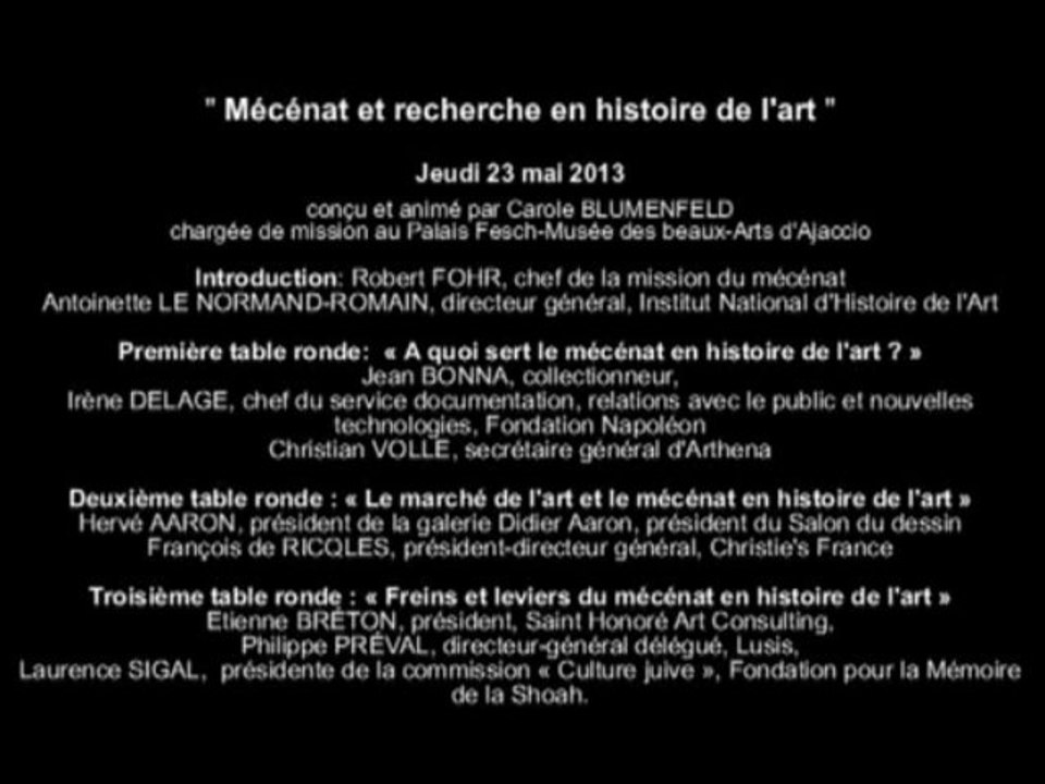 [Les jeudis du Mécenat] - Mécénat et recherche en histoire de l'art