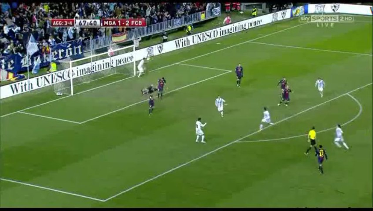 Second goal, malaga Vs Barca