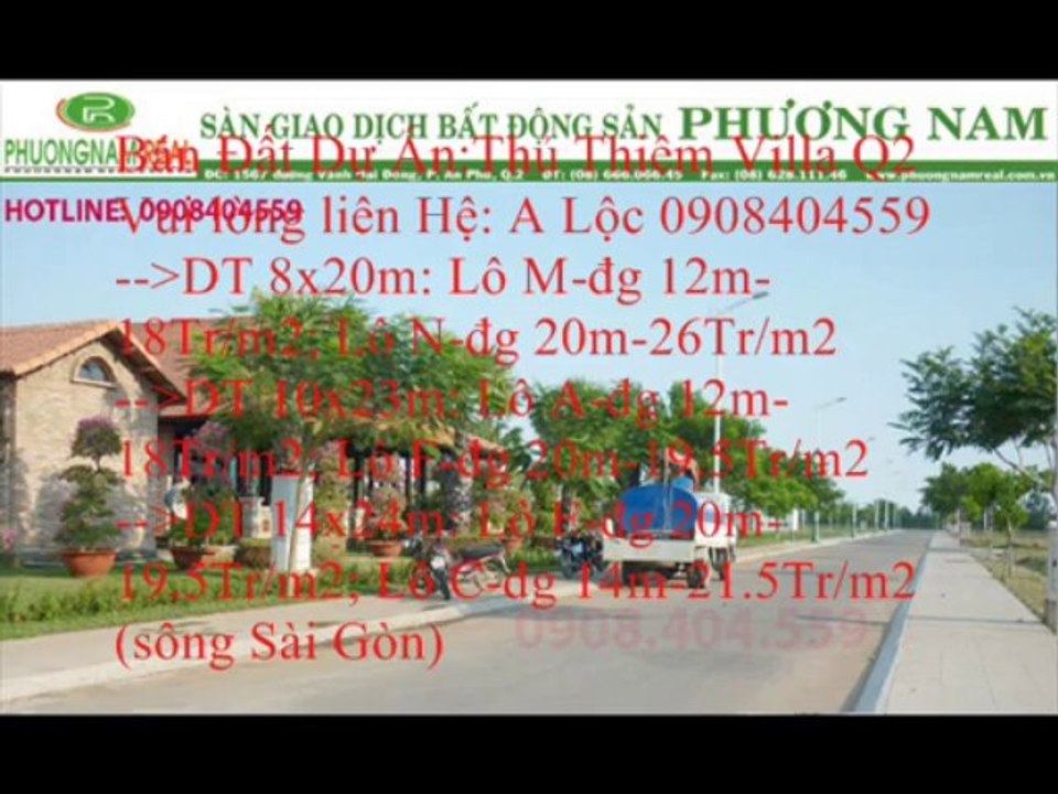 (Lộc 0908404559) Bán đất Thủ Thiêm Villa quận 2, DT 8x20m-Giá 18Tr/m2, 10x23m-Giá 18Tr/m2