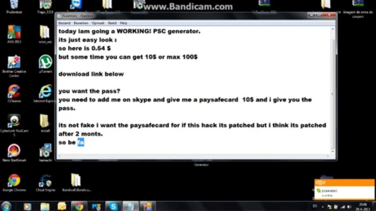 PaySafeCard Generator 2013 Working