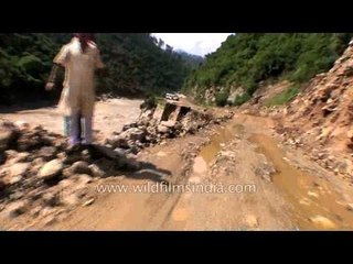 One of the risky road in Uttarakhand after flash flood