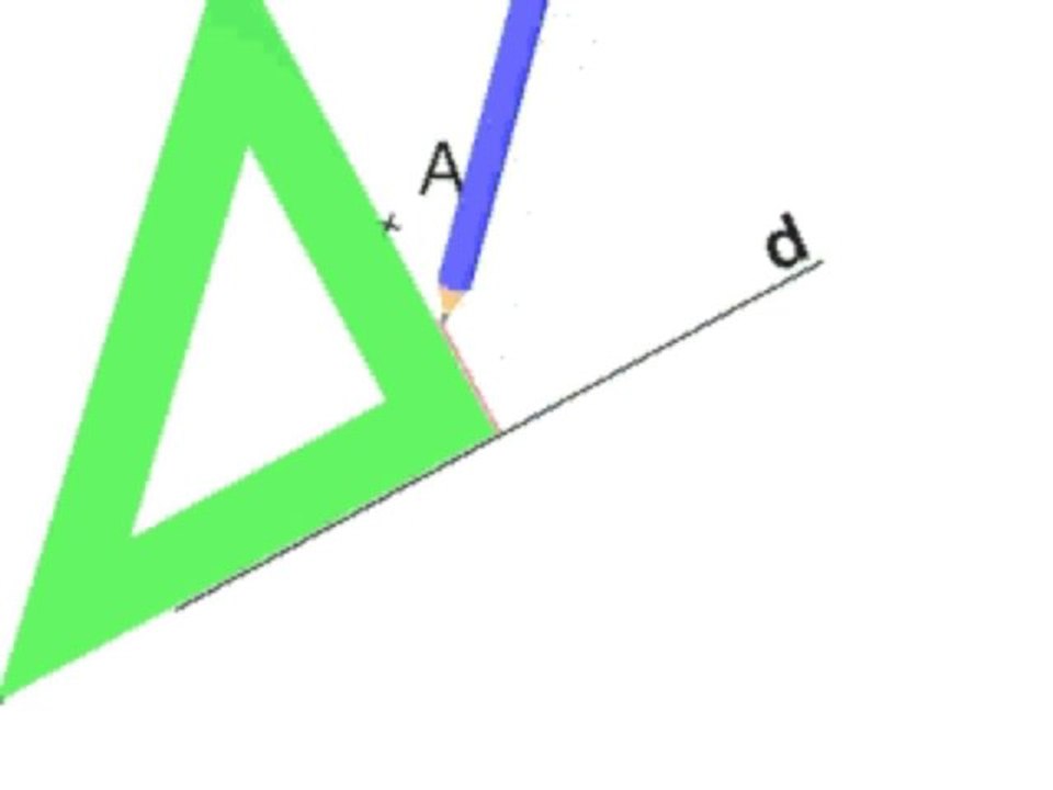 Construire le projeter orthogonale du point A sur la droite D