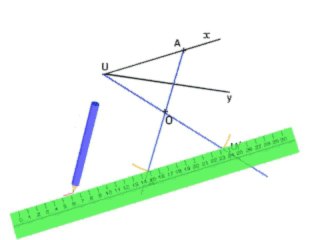Construire le symétrique de l’angle U X Y par rapport au point O