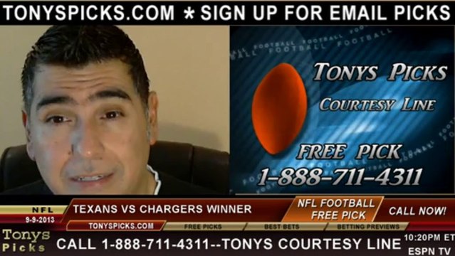 San Diego Chargers vs. Houston Texans Pick Prediction NFL Pro Football Odds Preview 9-9-2013