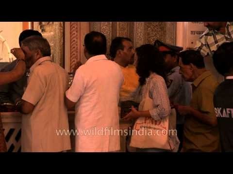 Worshippers taking PRASAD on Janmashtami at Birla Mandir
