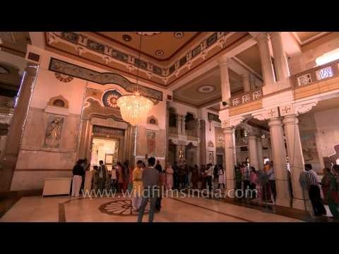 Portrays of gods at Birla Mandir on Janmashtami