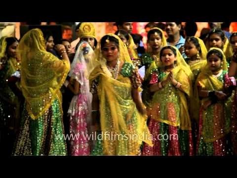 Crowds watching Rass Leela on Janmashtami at Birla Mandir