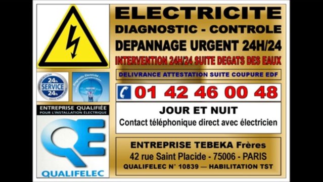 DEPANNAGE URGENT ELECTRICITE 0142460048 ELECTRICIEN PARIS 6E - 75006 - 6eme