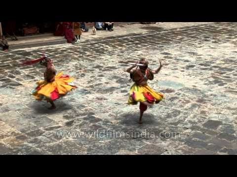Masked dance known as Cham dance being performed in Bhutan