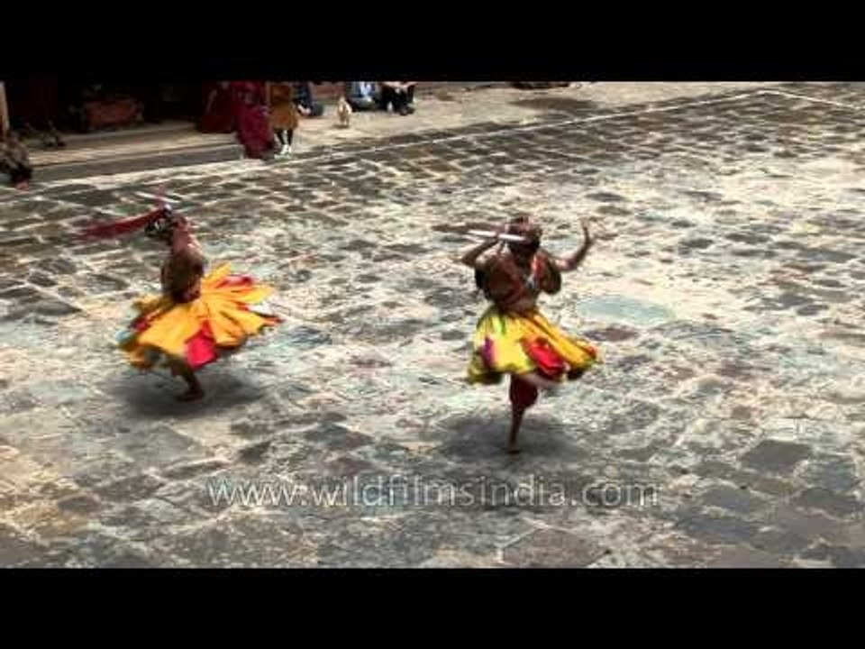 Masked dance known as Cham dance being performe...