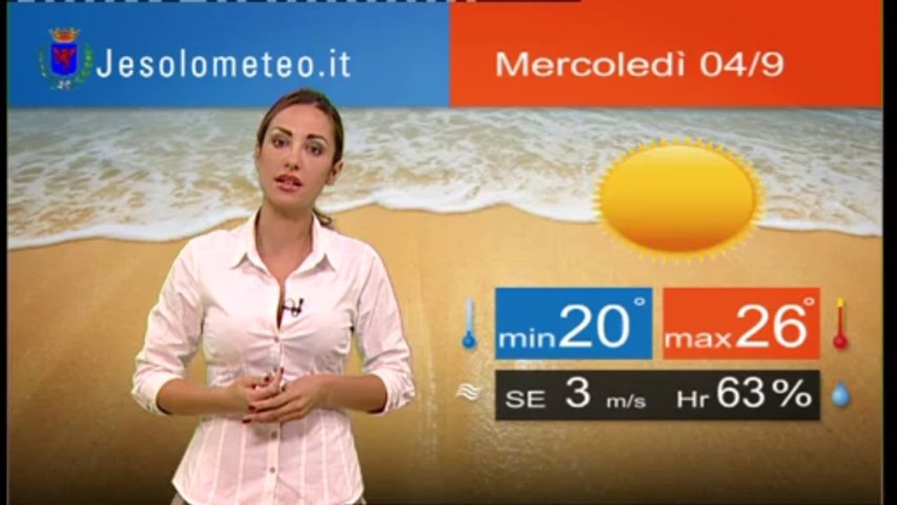 PREVISIONI DEL TEMPO JESOLO MERCOLEDI' 04 SETTEMBRE 2013