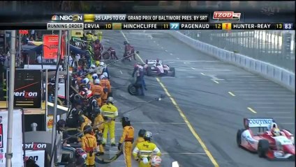 Indycar Baltimore 2013 S.Wilson crashes Rahal pit stops problem