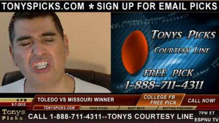 Missouri Tigers vs. Toledo Rockets Pick Prediction NCAA College Football Odds Preview 9-7-2013