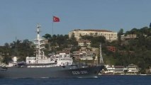 Russian warships pass through the Bosphorus
