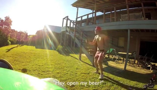 Open a bottle of beer with a frisbee! ahaha