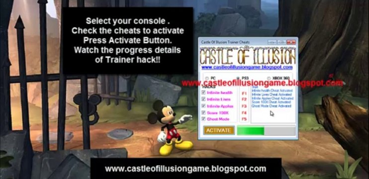 Castle of Illusion HD Remake +5 Hacks Cheats (Infinite Health,Lives,Apple,Score,Ghost Mode) PC,PS3,XBOX360 2013