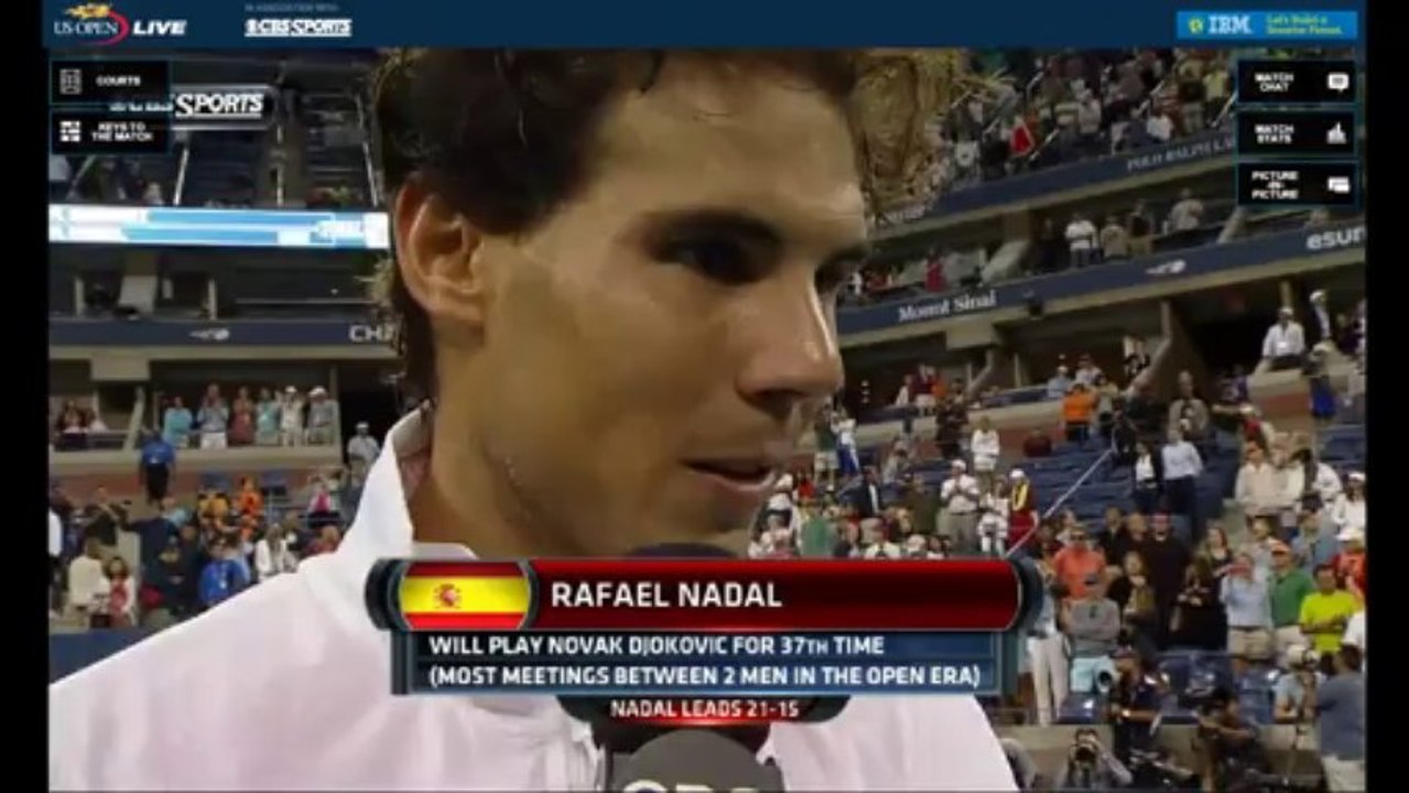 Rafa Nadal SF  Us Open Post match  Interview CBS