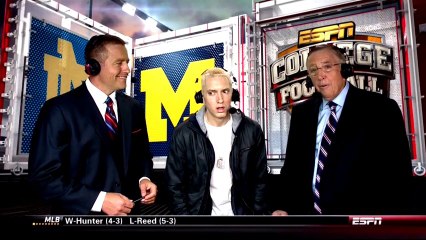 Eminem Gives Strange Interview during Michigan - Notre Dame Game