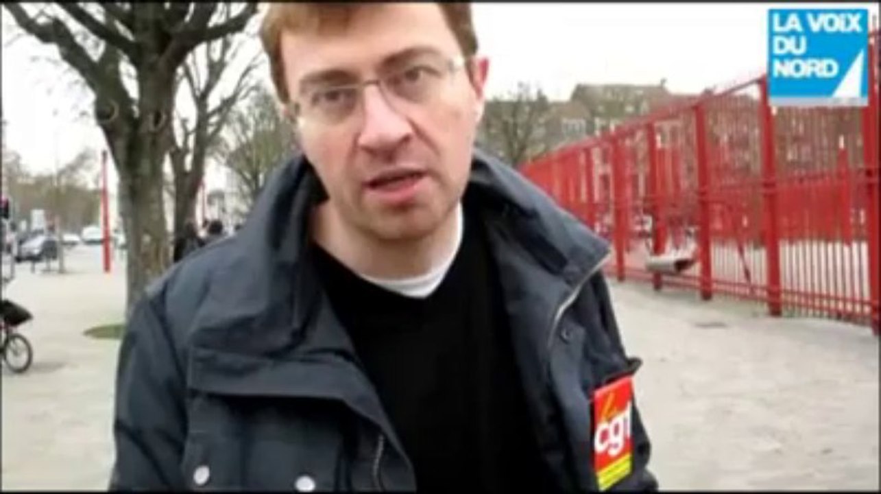 Manifestations des syndicats en marge des voeux de Nicolas Sarkozy à Lille