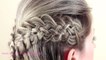 Причёска с плетением из 5 прядей. Hairstyle of braids
