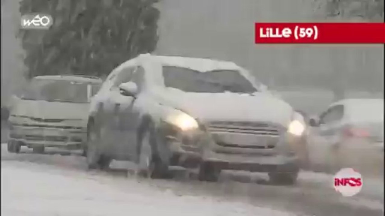 Neige et bouchons en série sur les routes du Nord-Pas-de-Calais