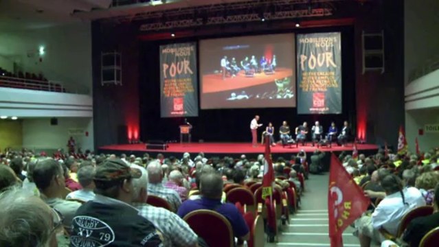 Meeting CGT à Lyon avant la journée d'action pour les retraites