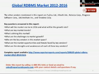 Global RDBMS Market 2012-2016