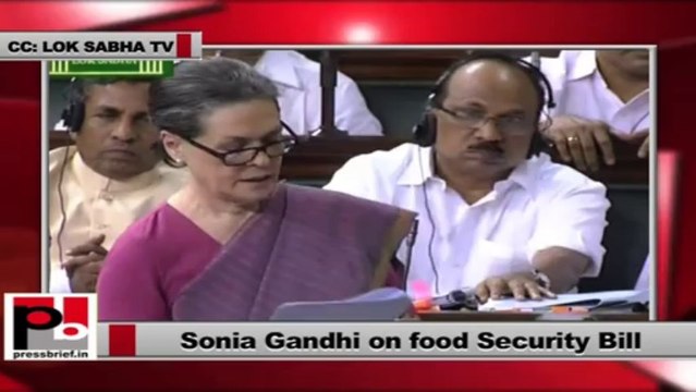 Sonia Gandhi seeks the support of all MPs to pass the Food Security Bill