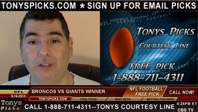 New York Giants vs. Denver Broncos Pick Prediction NFL Pro Football Odds Preview 9-15-2013