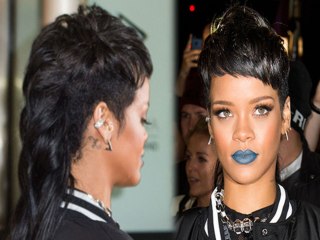 Rihanna Wears Blue Lipstick