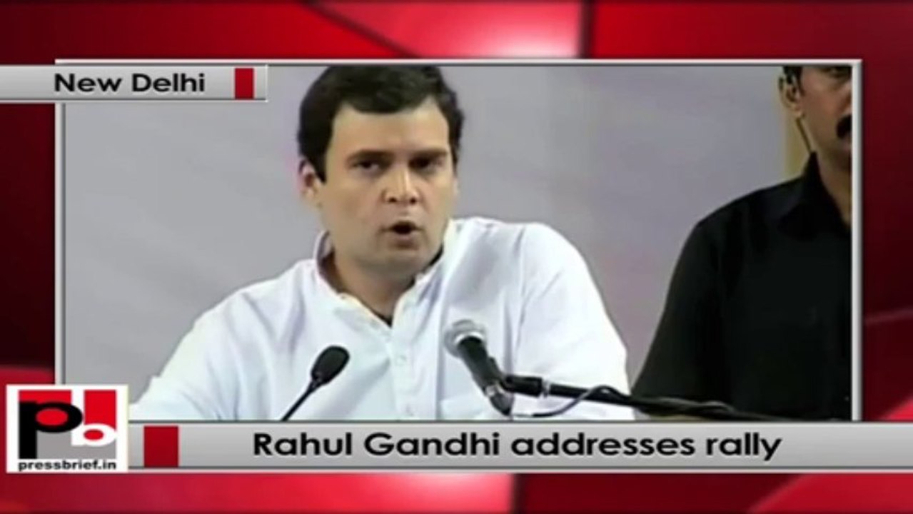 Rahul Gandhi addresses the function to issue freehold rights in 45 resettlement Delhi colonies