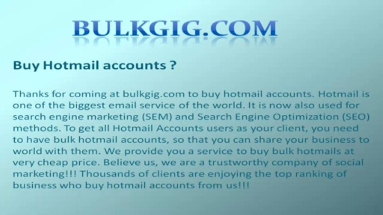 Buy Hotmail accounts, aol accounts, twitter accounts, gmail accounts