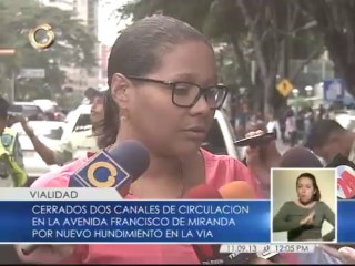 Cerrados dos canales de circulación en la Francisco de Miranda tras hundimiento en la vía