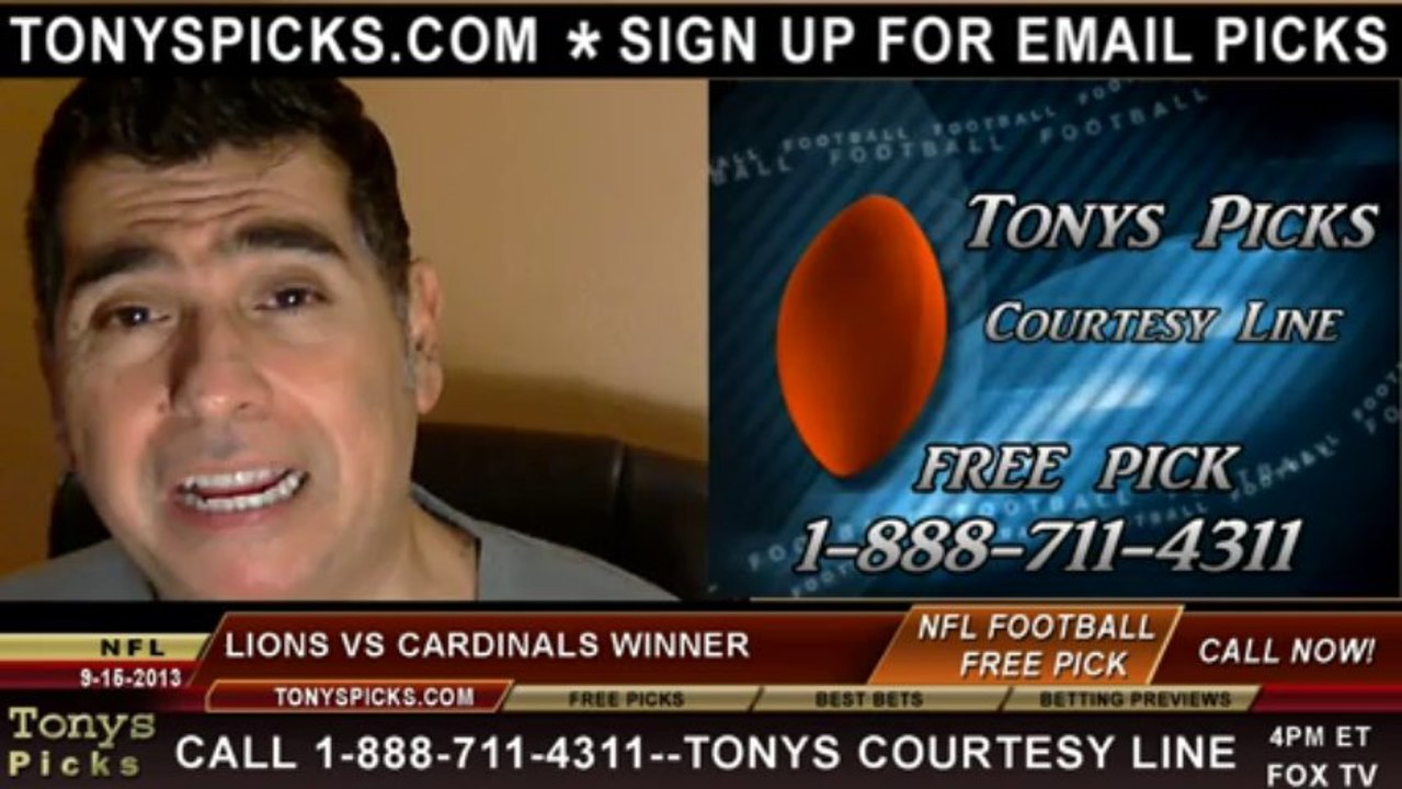 Arizona Cardinals vs. Detroit Lions  Pick Prediction NFL Pro Football Odds Preview 9-15-2013