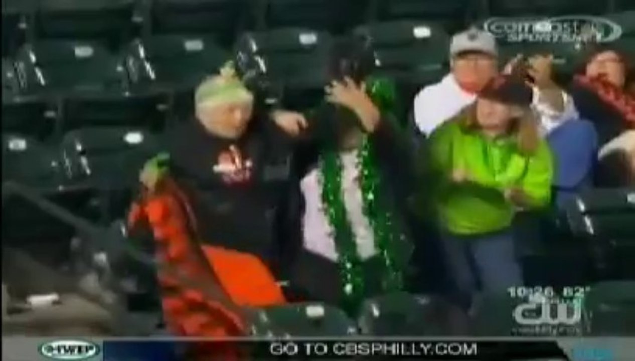Old Lady catches Baseball