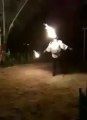 Fire-eater is on fire! Violent accident!