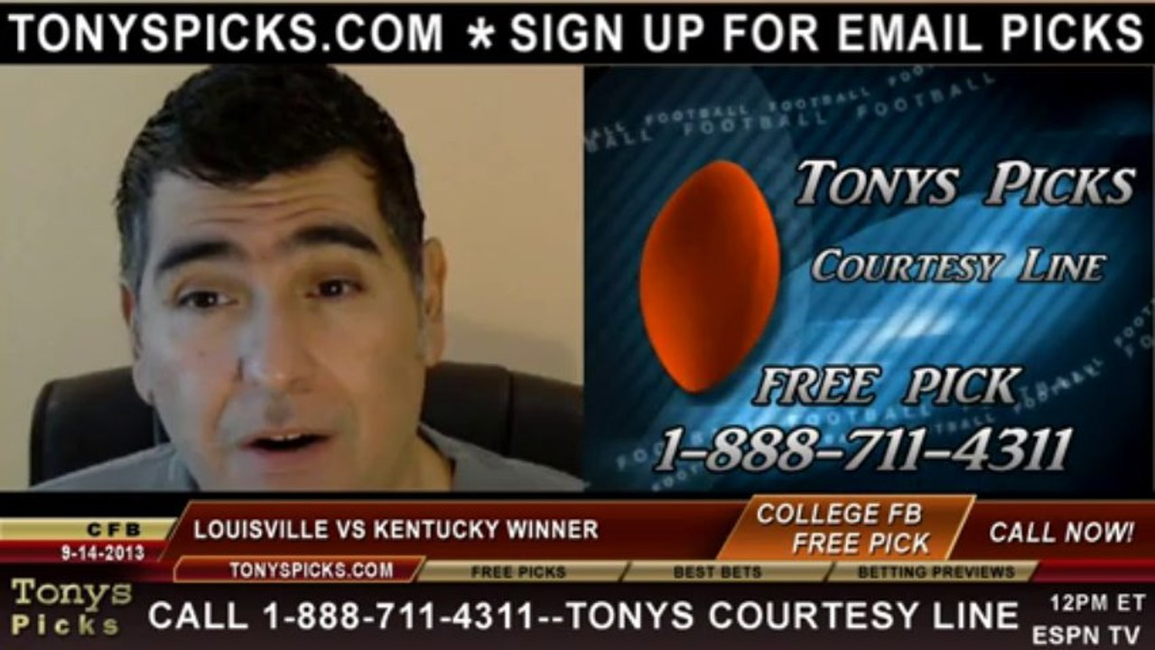 Kentucky Wildcats vs. Louisville Cardinals Pick Prediction NCAA College Football Odds Preview 9-14-2013