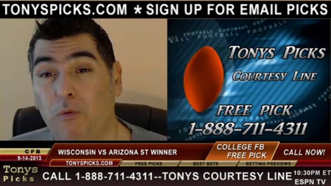 Arizona St Sun Devils vs. Wisconsin Badgers Pick Prediction NCAA College Football Odds Preview 9-14-2013