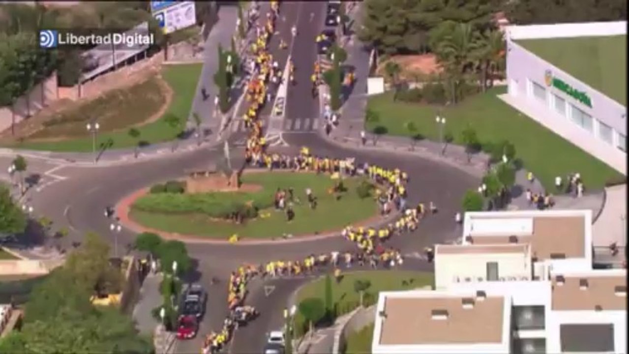 La cadena humana en la Diada, desde el aire