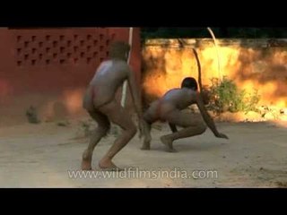 Warm up session of little wrestlers before Kushti
