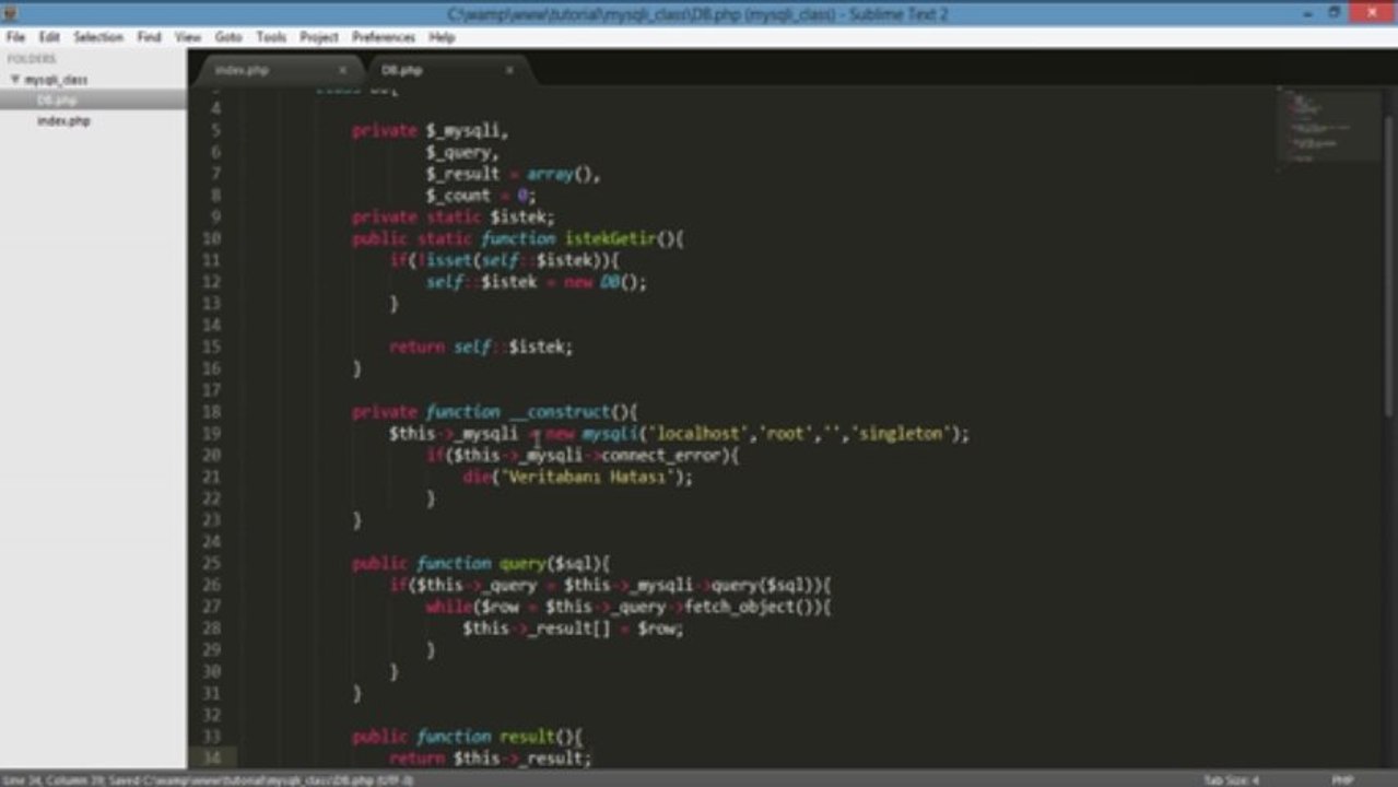 mySQLi Sınıfı Oluşturmak [Singleton Pattern]