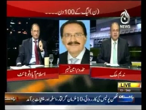Islamabad Tonight , Nadeem Malik ,13 September 2013 , 100 Days of Government , Talk Show , AAJ TV