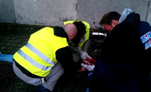 Reconstitution d'un accident de la route par la Croix Rouge de Belgique