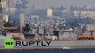 Video  Russian missile destroyer heads towards Mediterranean