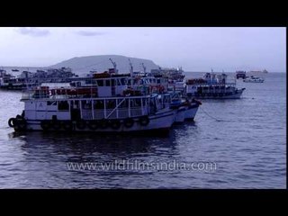 Ferries floating on the Arabian Sea
