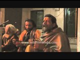 Sadhus and devotees singing bhajans and kirtans during Ardh Kumbh in Allahabad